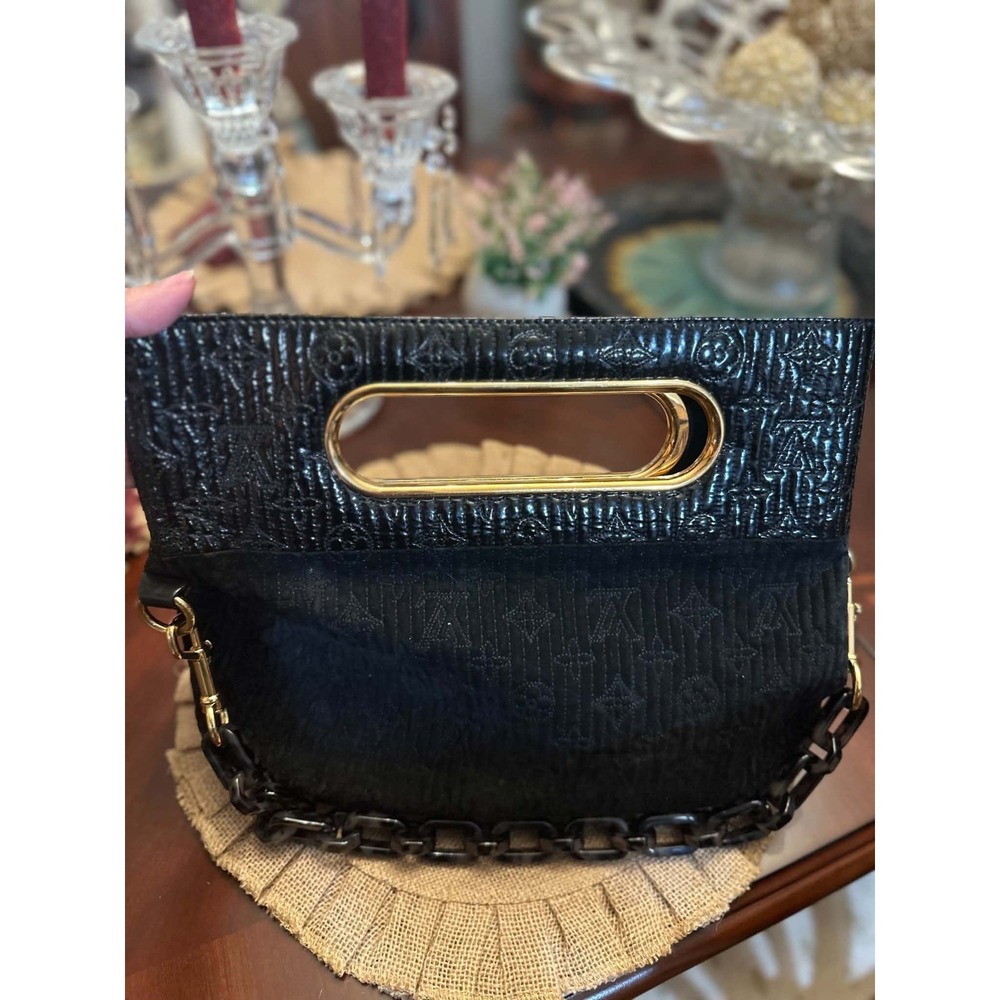 Louis Vuitton Monogram Dentelle Oval Handle Chain Bag Black RC0098 Authentic